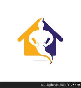 Genie Home Logo Design. Magic Fantasy genie concept logo.