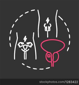 Genitourinary oncology chalk RGB color chalk RGB color concept icon. Human reproductive system disorder. Cancer awareness. Health care idea. Vector isolated chalkboard illustration on black background