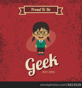 genius geek retro cartoon theme vector art illustration. genius geek retro cartoon