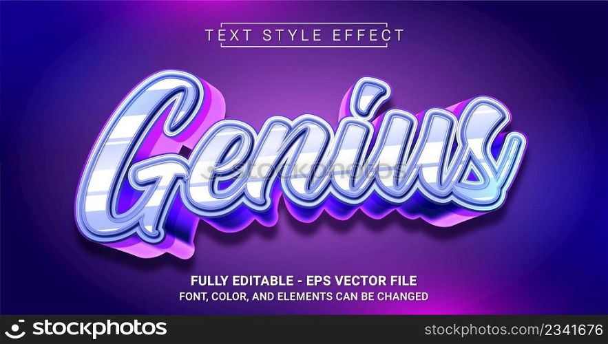 Genius Text Style Effect. Editable Graphic Text Template.