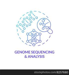 Genome sequencing and analysis blue gradient concept icon. Identifying inherited diseases with technology. Genomic medicine abstract idea thin line illustration. Isolated outline drawing. Genome sequencing and analysis blue gradient concept icon