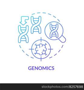 Genomics blue gradient concept icon. Identifying genetic variations. Prevention of potential diseases risk. Precision medicine factor abstract idea thin line illustration. Isolated outline drawing. Genomics blue gradient concept icon