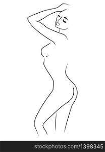 Gentle charming seductive young woman slim with attractive body sexy, illustration isolated on the white