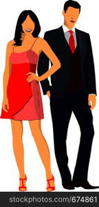 Gentleman and lady. Couple. Pair. Vector illustration