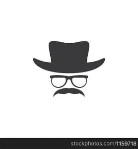 Gentleman hat and mustache icon vector template