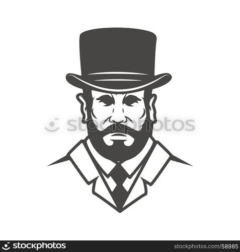 Gentleman head isolated on white background. Design element for label ...