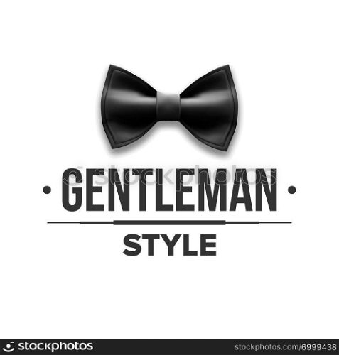 Gentleman Label Vector. Design. Victorian Fashion. Bow Tie Illustration. Gentleman Label Vector. Design. Victorian Fashion. Bow Tie. Realistic Illustration