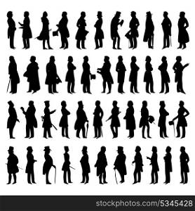 gentleman. Silhouettes of men in suits. A vector illustration