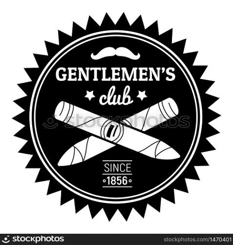 Gentleman smoking club logo. Simple illustration of gentleman smoking club vector logo for web design isolated on white background. Gentleman smoking club logo, simple style
