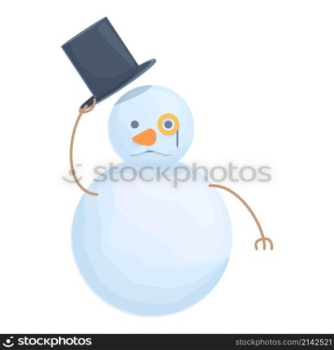Gentleman snowman icon cartoon vector. Xmas fun. Cute snow man. Gentleman snowman icon cartoon vector. Xmas fun
