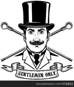 Gentlemen club emblem template. Design element for logo, label, emblem, sign. Vector illustration