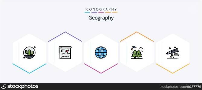 Geo Graphy 25 FilledLine icon pack including nature. forest. destination. geography. earth