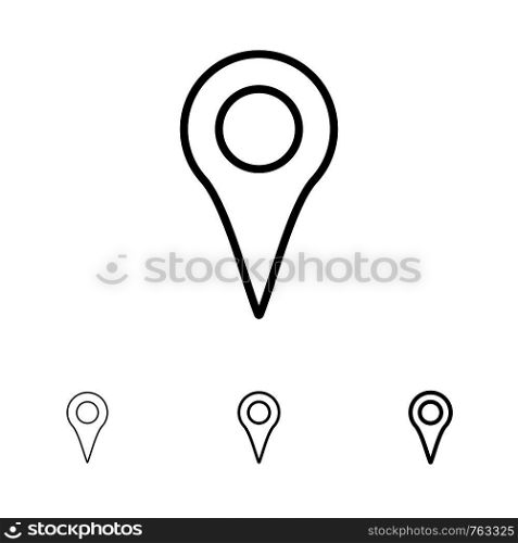 Geo location, Location, Map, Pin Bold and thin black line icon set
