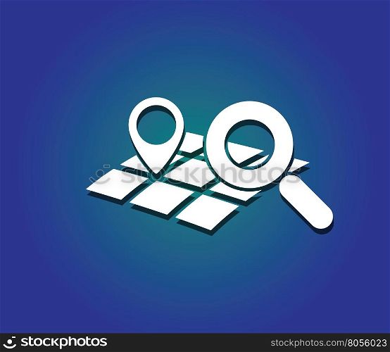 geo location mark on map symbol with magnifying glass like modern travel technology vector illustration