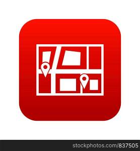 Geo location of taxi icon digital red for any design isolated on white vector illustration. Geo location of taxi icon digital red