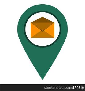Geo tag mail icon flat isolated on white background vector illustration. Geo tag mail icon isolated