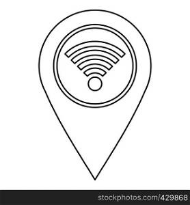 Geo tag with wi fi sign icon. Outline illustration of geo tag with wi fi sign vector icon for web. Geo tag with wi fi sign icon, outline style