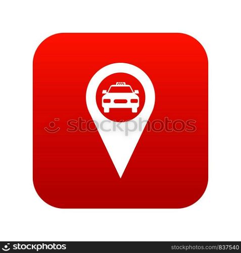 Geo taxi icon digital red for any design isolated on white vector illustration. Geo taxi icon digital red