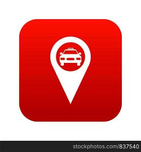 Geo taxi icon digital red for any design isolated on white vector illustration. Geo taxi icon digital red