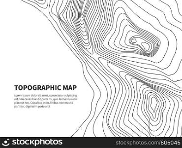 Geodesy contouring land. Topographical line map. Geographic mountain contours vector background. Topography and cartography mountain landscape contour illustration. Geodesy contouring land. Topographical line map. Geographic mountain contours vector background