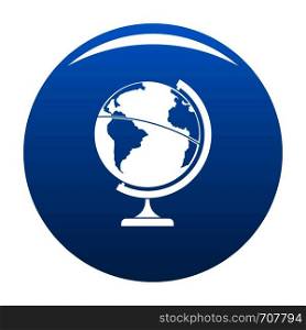 Geographic planet icon vector blue circle isolated on white background . Geographic planet icon blue vector