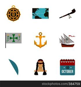 Geography icons set. Flat illustration of 9 geography vector icons for web. Geography icons set, flat style