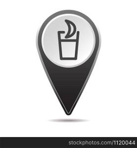 Geolocation map pin bar restaurant icon. Vector icon with shadow. Vector EPS 10