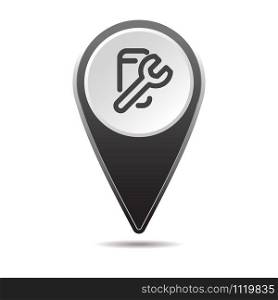 Geolocation map pin mobile repair icon. Vector icon with shadow. Vector EPS 10