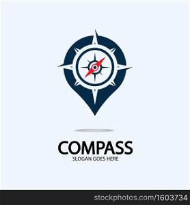 Geolocation point with compass logo illustration design concept vector