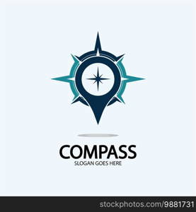 Geolocation point with compass logo illustration design concept vector