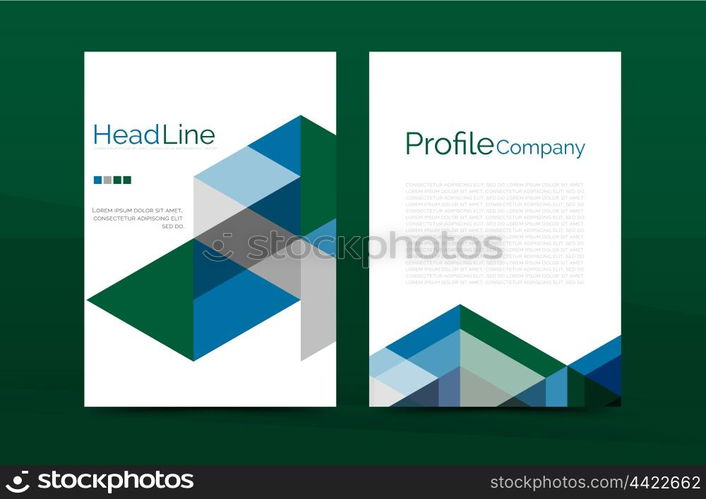 Geometric a4 front page, business annual report print template, Correspondence letter with corporate identity design