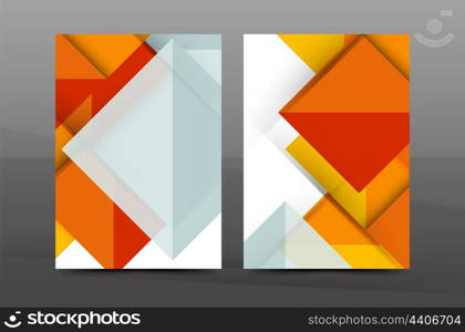 Geometric abstract background. Color business brochure cover vector template, annual report front page, A4 size, leaflet, magazine design, flyer layout