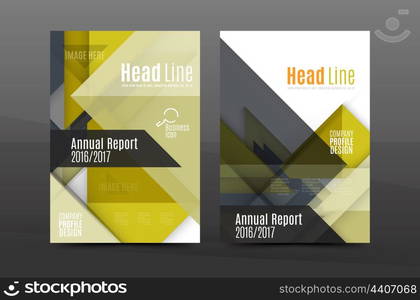 Geometric abstract background. Color business brochure cover vector template, annual report front page, A4 size, leaflet, magazine design, flyer layout