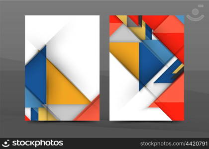 Geometric abstract background. Color business brochure cover vector template, annual report front page, A4 size, leaflet, magazine design, flyer layout