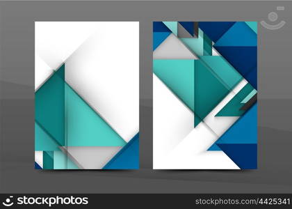 Geometric abstract background. Color business brochure cover vector template, annual report front page, A4 size, leaflet, magazine design, flyer layout