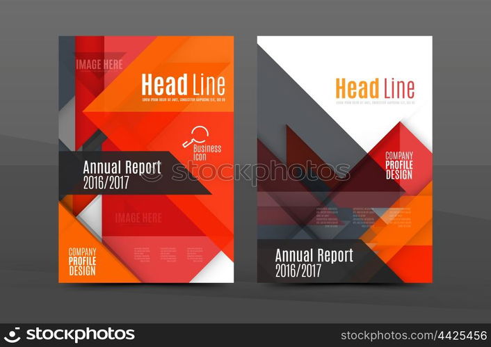 Geometric abstract background. Color business brochure cover vector template, annual report front page, A4 size, leaflet, magazine design, flyer layout