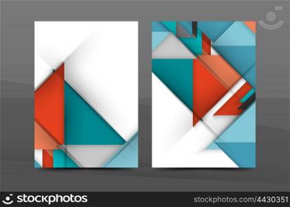 Geometric abstract background. Color business brochure cover vector template, annual report front page, A4 size, leaflet, magazine design, flyer layout