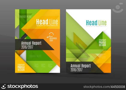 Geometric abstract background. Color business brochure cover vector template, annual report front page, A4 size, leaflet, magazine design, flyer layout