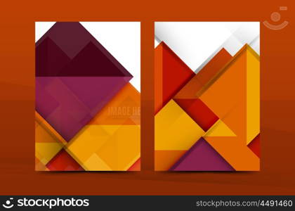 Geometric abstract background. Color business brochure cover vector template, annual report front page, A4 size, leaflet, magazine design, flyer layout