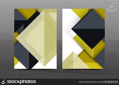 Geometric abstract background. Color business brochure cover vector template, annual report front page, A4 size, leaflet, magazine design, flyer layout