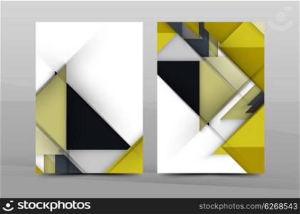 Geometric abstract background. Color business brochure cover vector template, annual report front page, A4 size, leaflet, magazine design, flyer layout