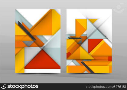 Geometric abstract background. Color business brochure cover vector template, annual report front page, A4 size, leaflet, magazine design, flyer layout