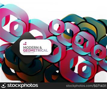 Geometric abstract background, cut chain shapes or hexagons on white. Geometric abstract background, cut chain shapes or hexagons on white. Vector illustration
