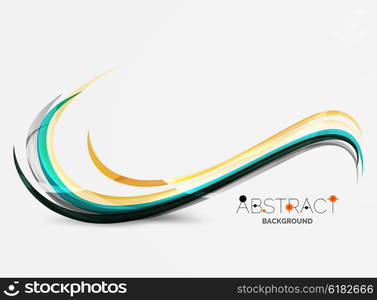 Geometric abstract background, swirl colorful lines - color curve stripes and lines in motion concept and with light and shadow effects. Presentation banner and business card message design template