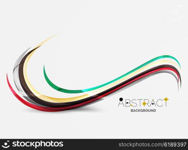 Geometric abstract background, swirl colorful lines - color curve stripes and lines in motion concept and with light and shadow effects. Presentation banner and business card message design template