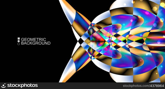 Geometric abstract background template with fluid waves in blurred colors. Geometric colorful abstract background