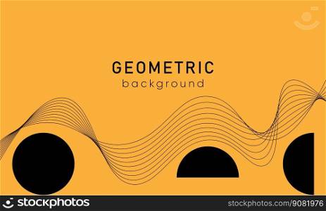 Geometric Abstract Backgrounds Design. Composition of simple geometric shapes and waves on yellow background. For use in Presentation, Flyer and Leaflet, Cards, Landing, Website Design. Vector illustration.. Geometric Abstract Backgrounds Design. Composition of simple geometric shapes and waves on yellow background.