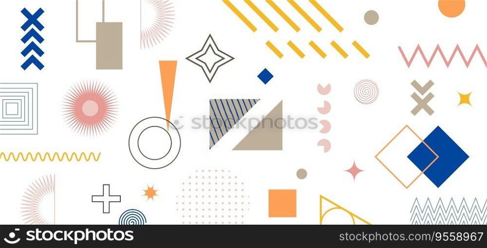 Geometric Abstract Backgrounds Design. Composition of simple geometric shapes on white background. For use in Presentation, Flyer and Leaflet, Landing, Cards, Website Design. Vector illustration.. Geometric Abstract Backgrounds Design. Composition of simple geometric shapes on white background. For use in Presentation, Flyer and Leaflet, Cards, Landing, Website Design. Vector illustration.