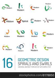 Geometric abstract circles and swirls icon set. Geometric abstract circles and swirls icon set. Vector symbols isolated on white