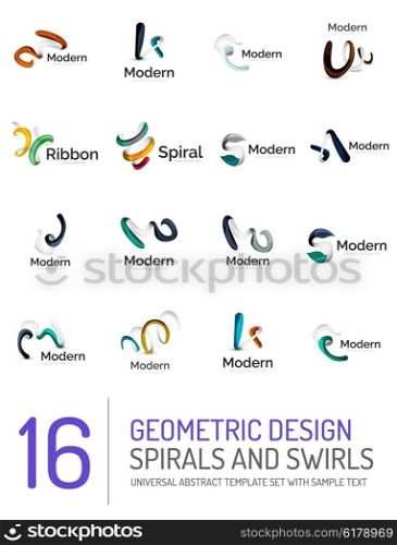Geometric abstract circles and swirls icon set. Geometric abstract circles and swirls icon set. Vector symbols isolated on white